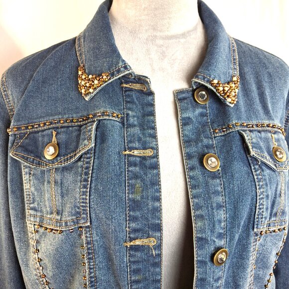 Western Cowgirl Hand Embellished Denim Jacket Beaded - Picture 5 of 8